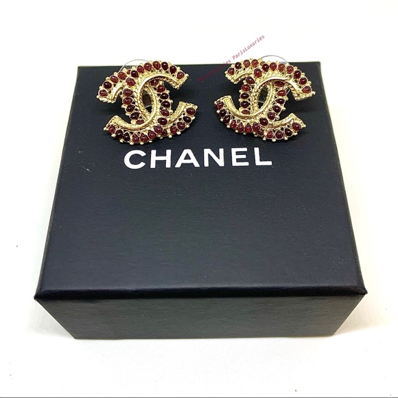 CHANEL Jewelry - Chanel Paris Dallas Collection Red Garnet CC Studs.